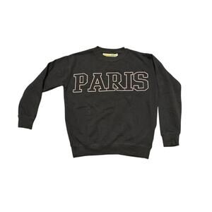 Vintage Houses PARIS Sweatshirt, Navy w/Pink & White Writing Cotton - 14/L